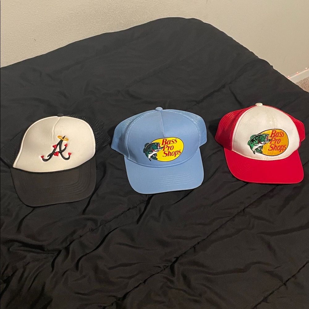Bass Pro Shops Logo Trucker Hat Trio - Black, Blue, Red